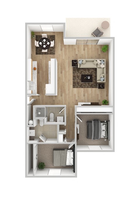 Two Bedroom-Two Bath Floorplan at Sedona Apartments, CA